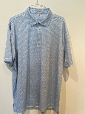 Peter Millar Blue & White Patterned Short-Sleeve Polo